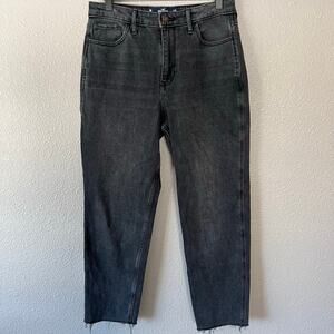 Hollister Ultra High Rise Mom Jeans Raw Hem Vintage Stretch Denim 9R W29 L27